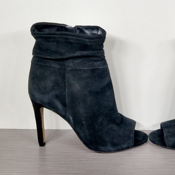 Vince Camuto Keyna Peep Toe Booties, Black Suede, Womens Size 8 M / 38 - Picture 5 of 12